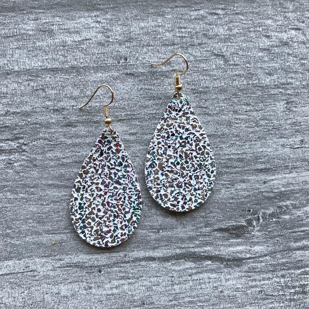 Small Teardrop Handmade Vegan Leather Earrings